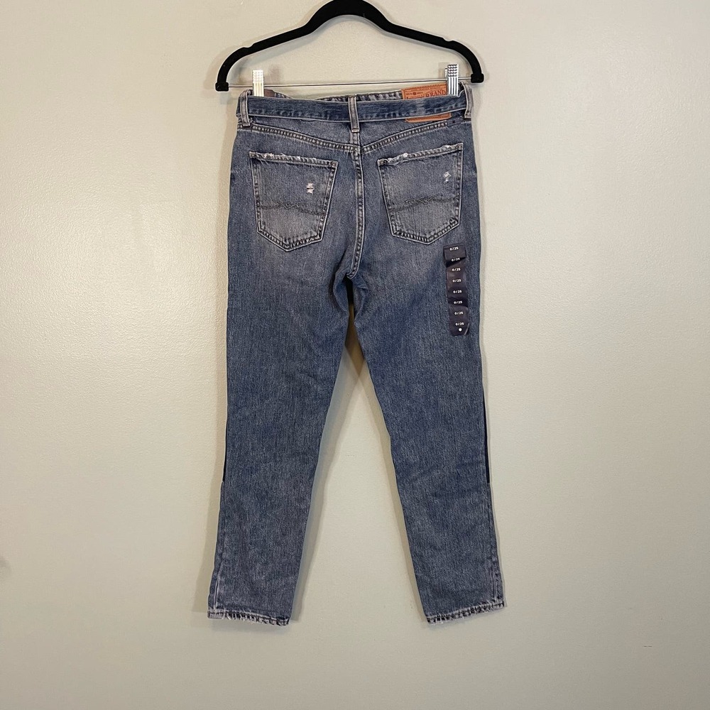 LUCKY BRAND Womens Blue Sienna Slim Patch Boyfriend Belted Bow Jeans Size 25 NWT - Picture 2 of 9